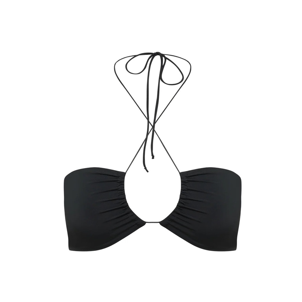 Black Halter Bandeau Swim Top - Women Swim